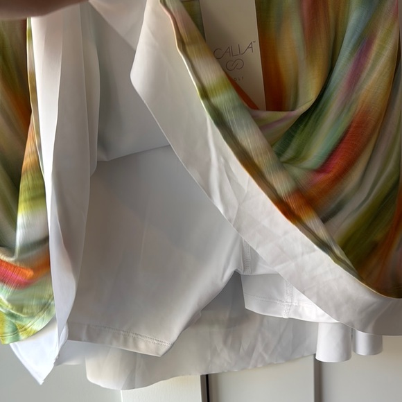 CALIA by Carrie Underwood Orange and Green Asymmetrical A-Line Mini Skirt NWT - Picture 3 of 9